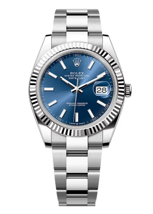 Datejust 41 Blue Dial Fluted Bezel Stainless Steel Jubilee Bracelet Men's Business Watch