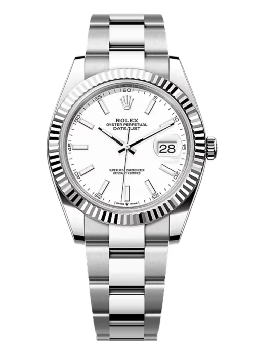 Datejust 41 White Dial Fluted Bezel Stainless Steel Jubilee Bracelet Men's Business Watch