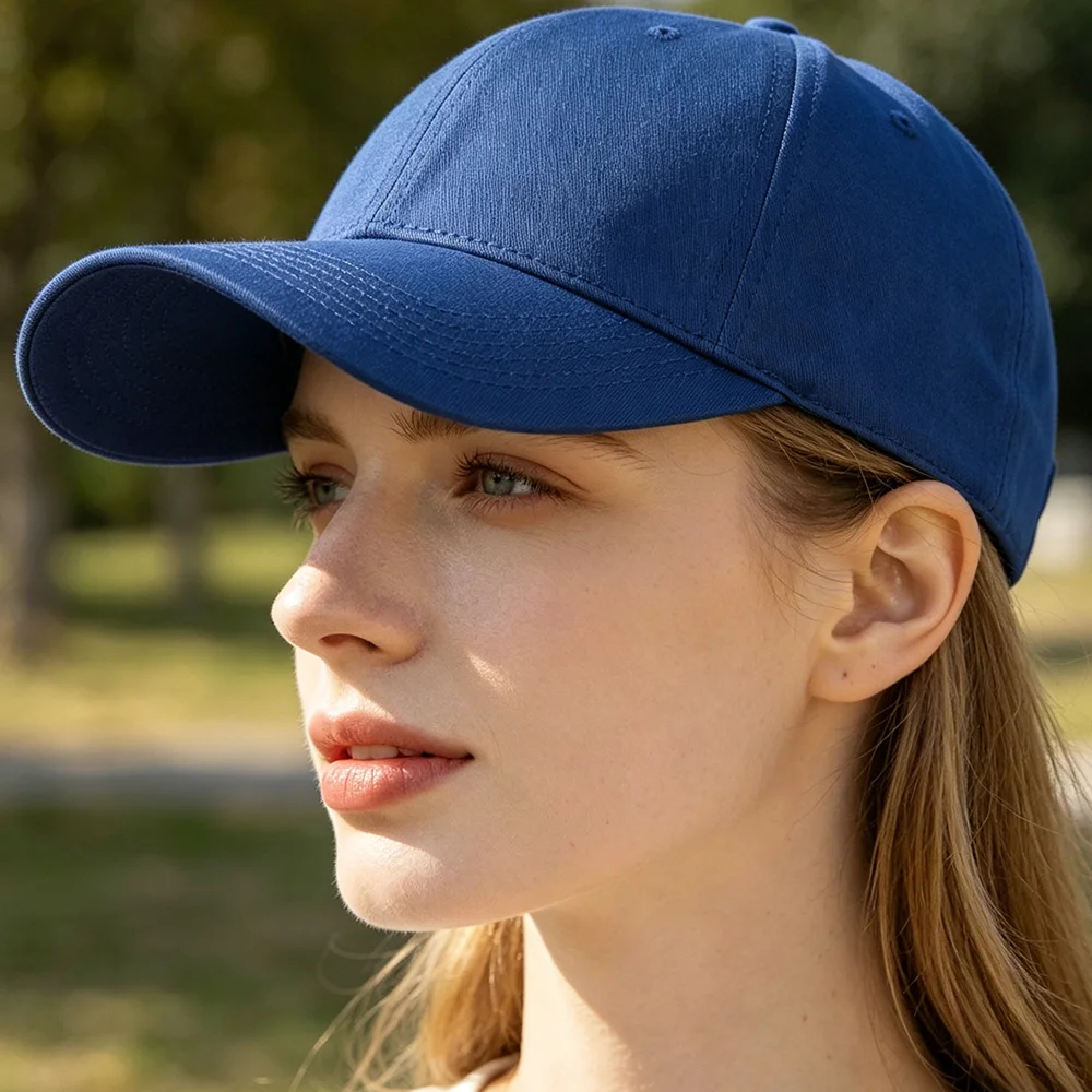 Classic Cotton Baseball Cap of Various colours -Blue - Adjustable Snapback, Solid Color Everyday Hat - Image 2